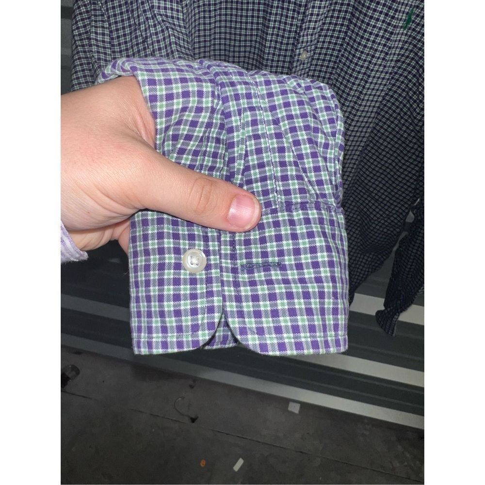 Purple & Green plaid Polo Ralph Lauren Big & Tall Button Down Shirt XLT - Picture 4 of 7